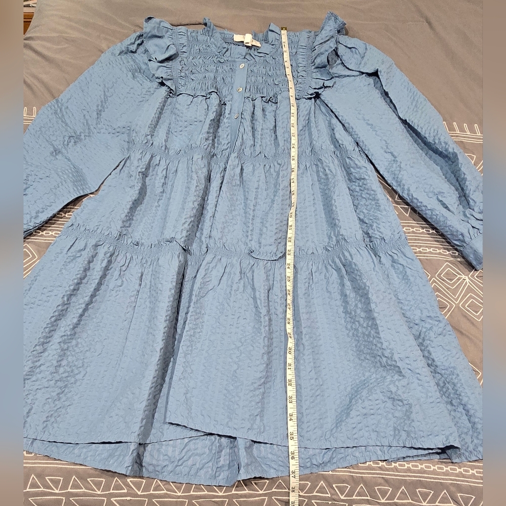 SEA New York Sevyn Solid Seersucker Button Down Dress Size Medium - Picture 2 of 11